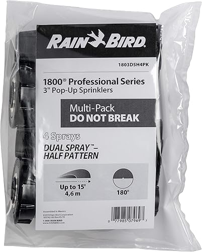 Miniatura 3 de Rain Bird 1803DSH4PK - Rociador profesional de doble pulverización, patrón de medio círculo de 180, distancia de pulverización de 8 a 15 pies,