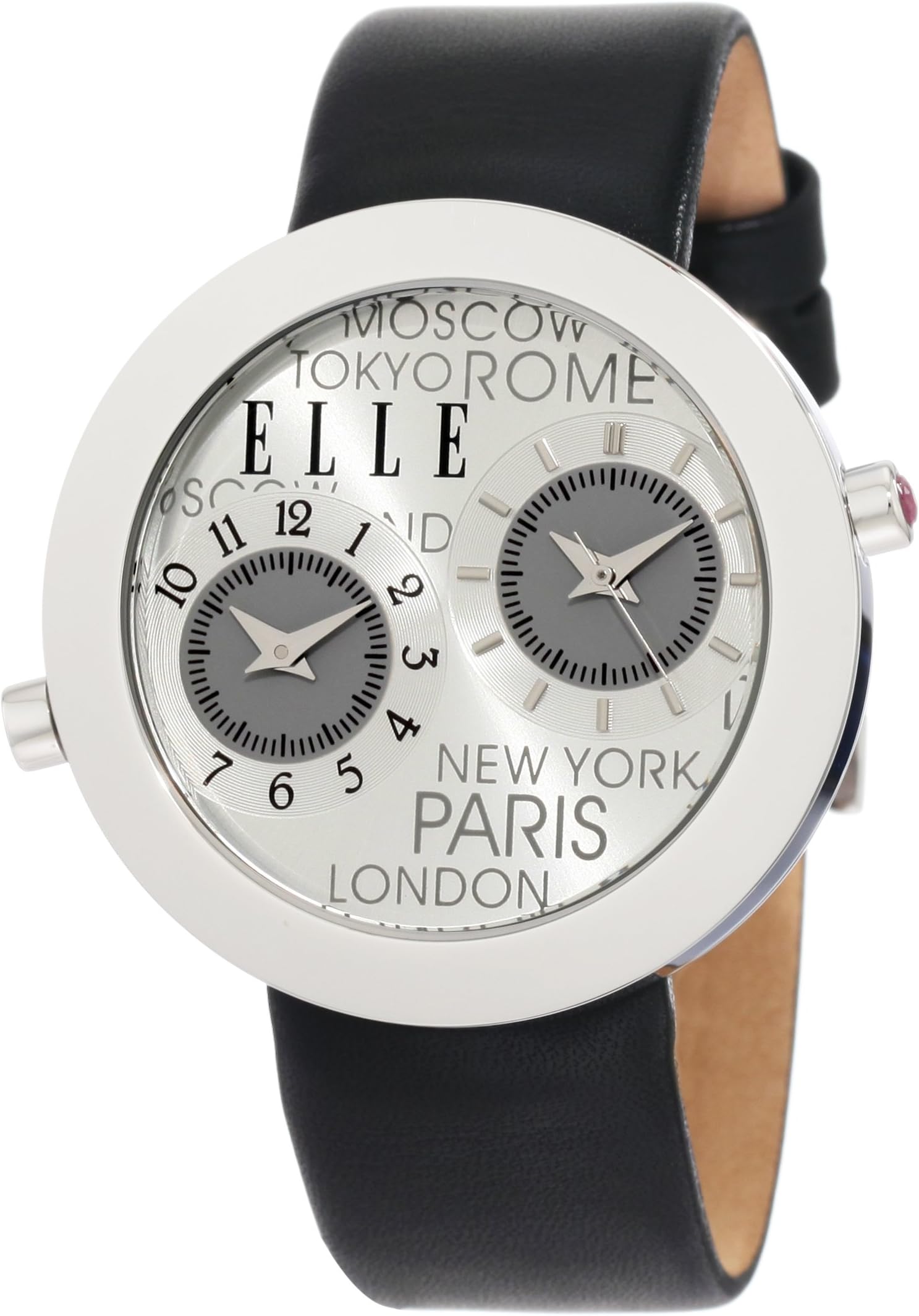 ELLETIME Women's EL20033S08C Dual Time Black Leather Watch