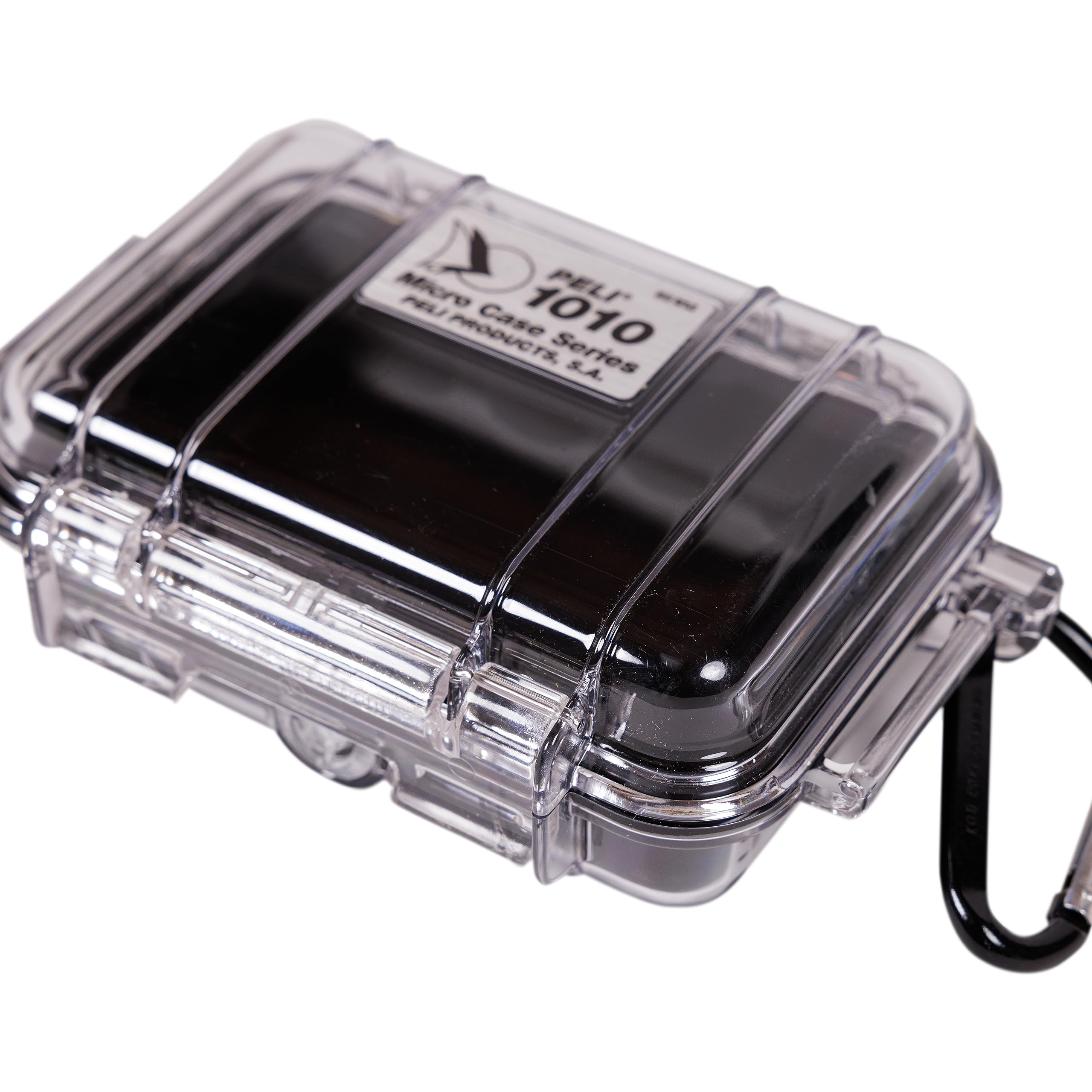 PELI 1010 Cajita Protectora estanca para Accesorios pequeños, IP67 estanca e Impermeable al Polvo, 0,3L de Capacidad, Fabricada en EE.UU., Color Negro/Transparente