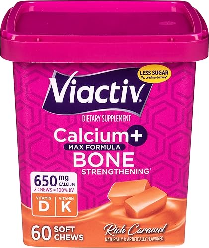 Miniatura 2 de Viactiv Calcium +Vitamin D3 Supplement Soft Chews, Caramel, 60 Chews - Calcium Dietary Supplement & Vitafusion Vitamin D3 Gummy Vitamins for Bone