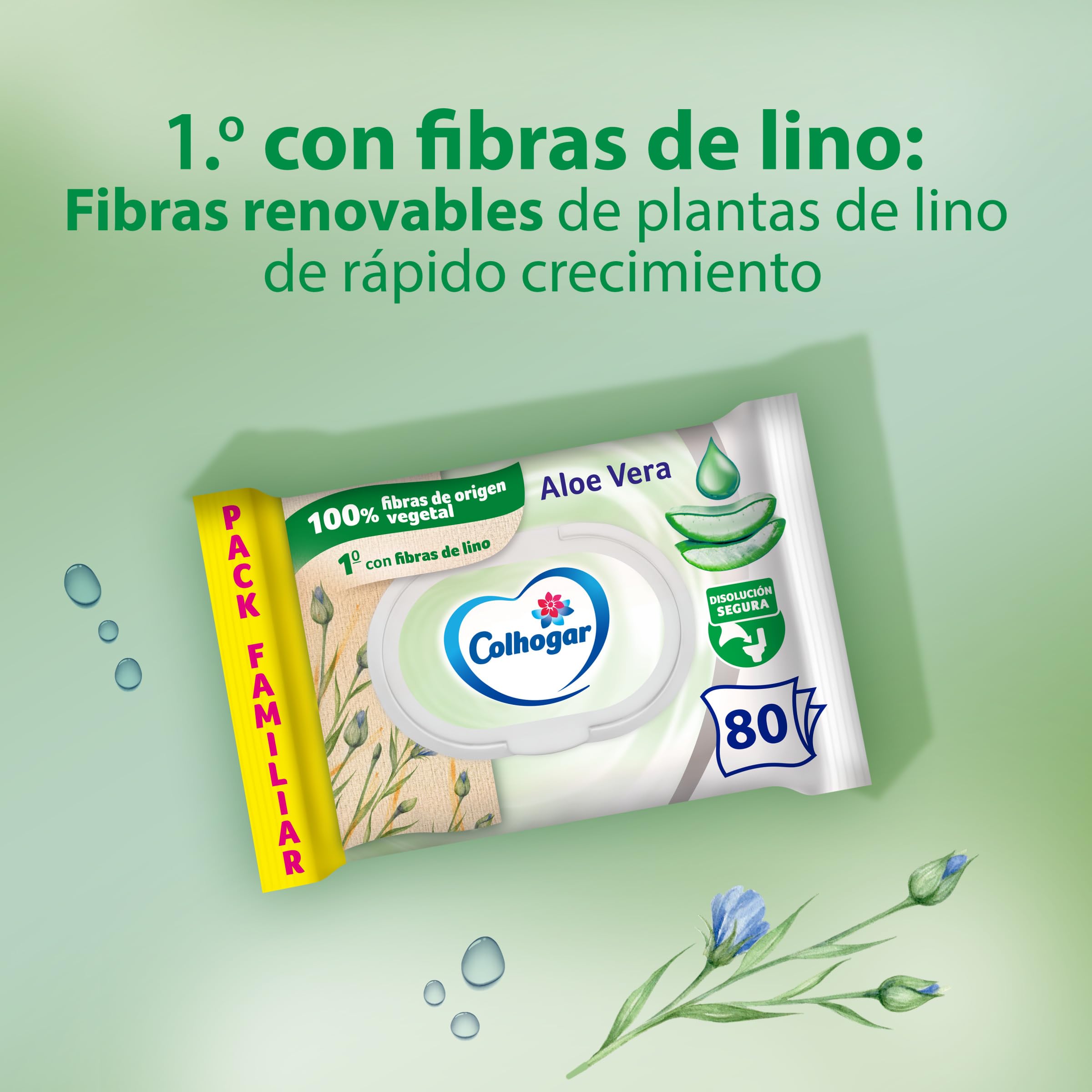 Colhogar Aloe 8x80 - Papel Higiénico Húmedo Desechable con Extracto de Aloe Vera - Sin Alcohol - Dermatológicamente Testado - Paquete con 640 Toallitas Húmedas y Desechables por WC