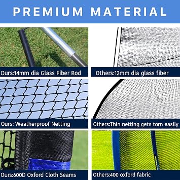 MR Batting Cage Baseball Softball, Hitting Cage Net and Frame Backyard Baseball Softball Training Equipment, Freestanding Portable Batting Cage Hitting and Pitching Practice...