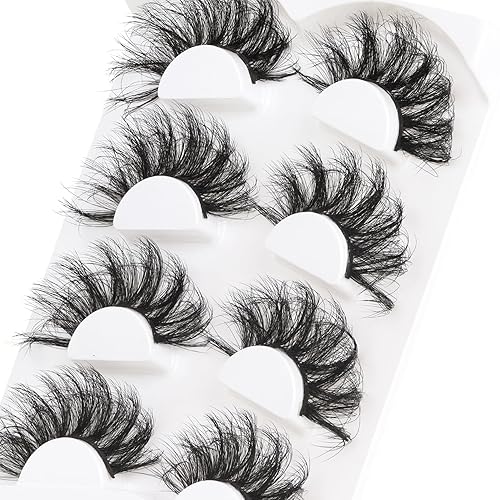Miniatura 7 de Losha Pestañas postizas grandes de 0.98 pulgadas (0.984 in), pestañas postizas 3D dramáticas de largo volumen, pestañas de visón sintético, paquete