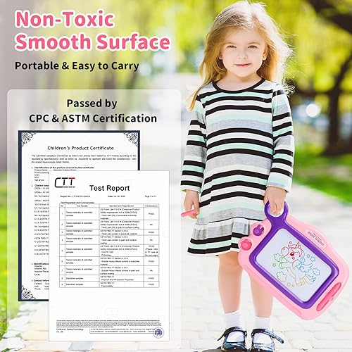 Miniatura 7 de Tablero magnético de juguetes para niños pequeños, tablero de dibujo magnético para niños pequeños, grabado de tamaño de viaje, escritura, pintura,