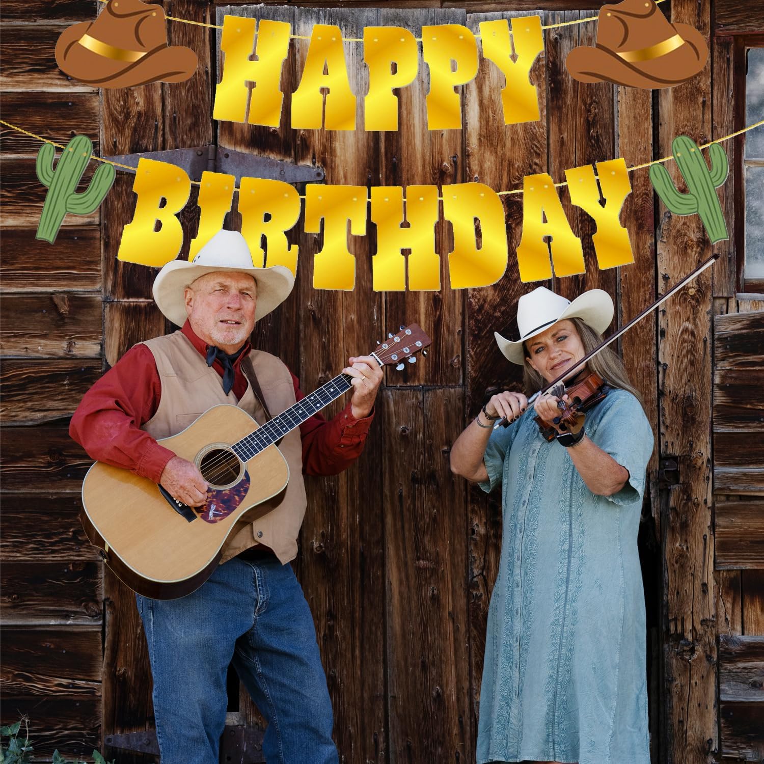 Western Cowboy Happy Birthday Banner - Cowboy Theme Party Supplies Rodeo Birthday Party Decorations - Image 3