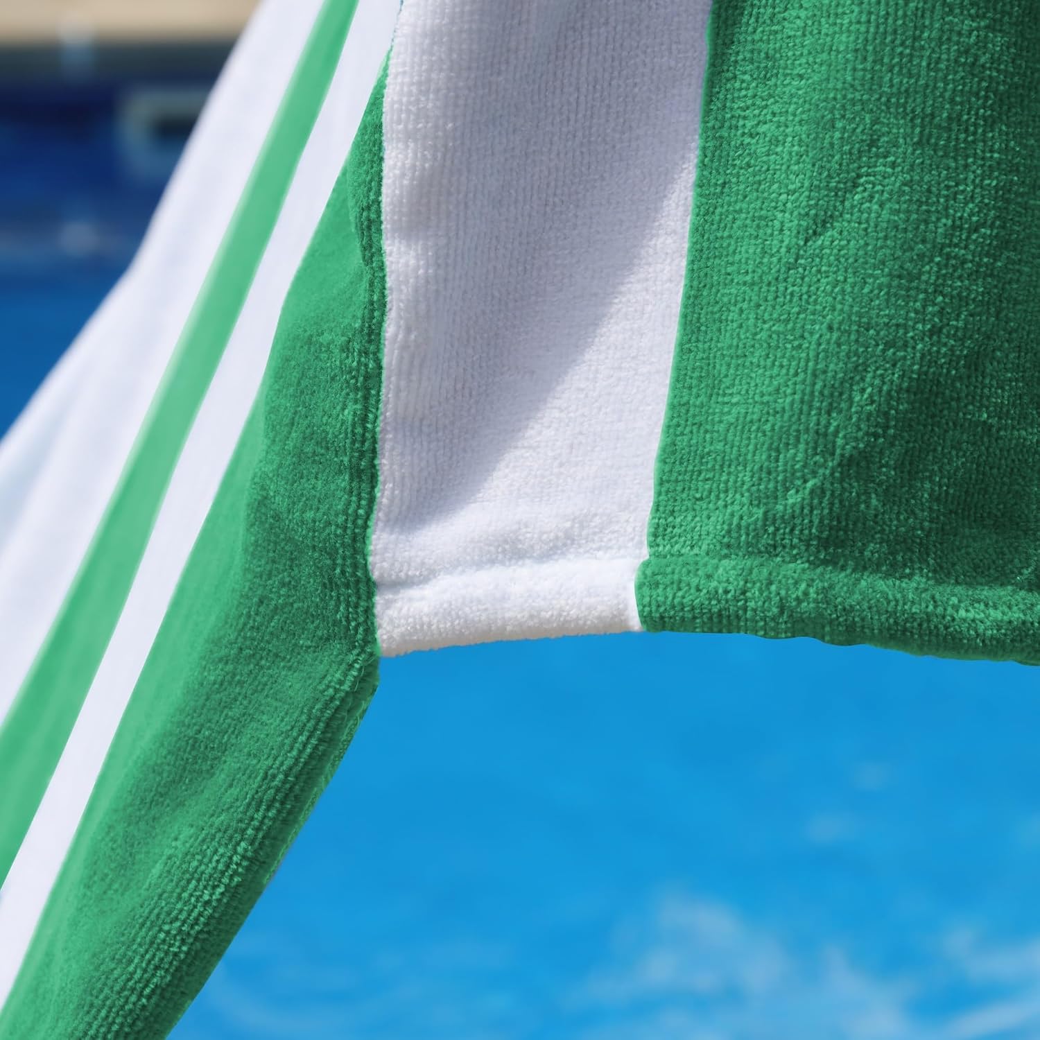 Superior Cabana Cotton Lounge Chair Cover, Outdoor Towel/Chaise Furniture Covers, Terry Cloth, Beach, Spa, Swim Accessories, Pool Chair Cover, Soft, Quick Drying, 32" x 102", Set of 4, Dark Green