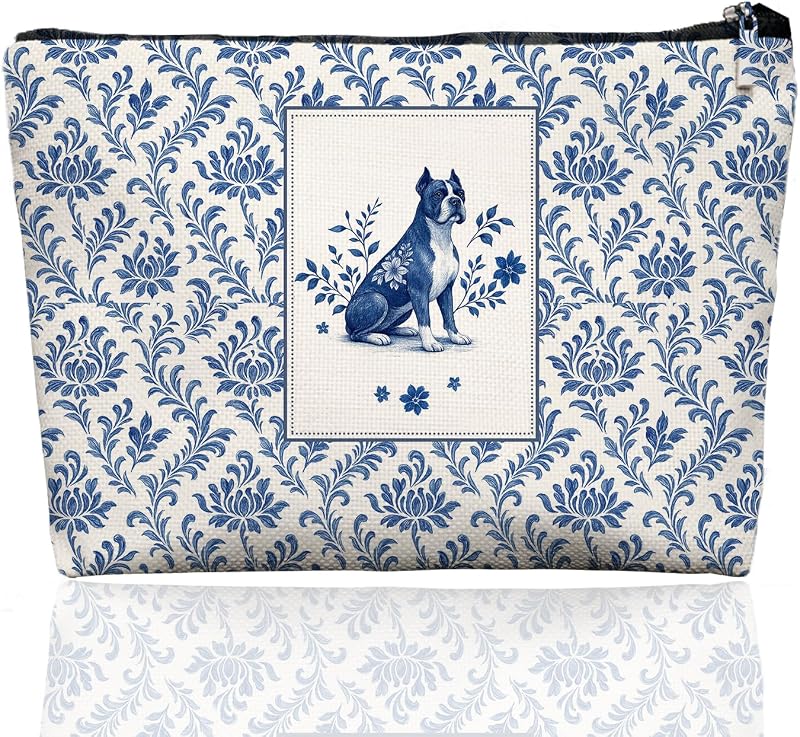 Necessaire de maquiagem EKGJW com estampa de cão Boxer Chinoiserie, modelo 784