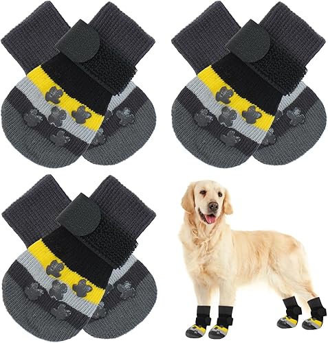 Kuoser Calcetines para perros, calcetines antideslizantes para perros grandes, calcetines de agarre suave para suelos de madera dura, protector de