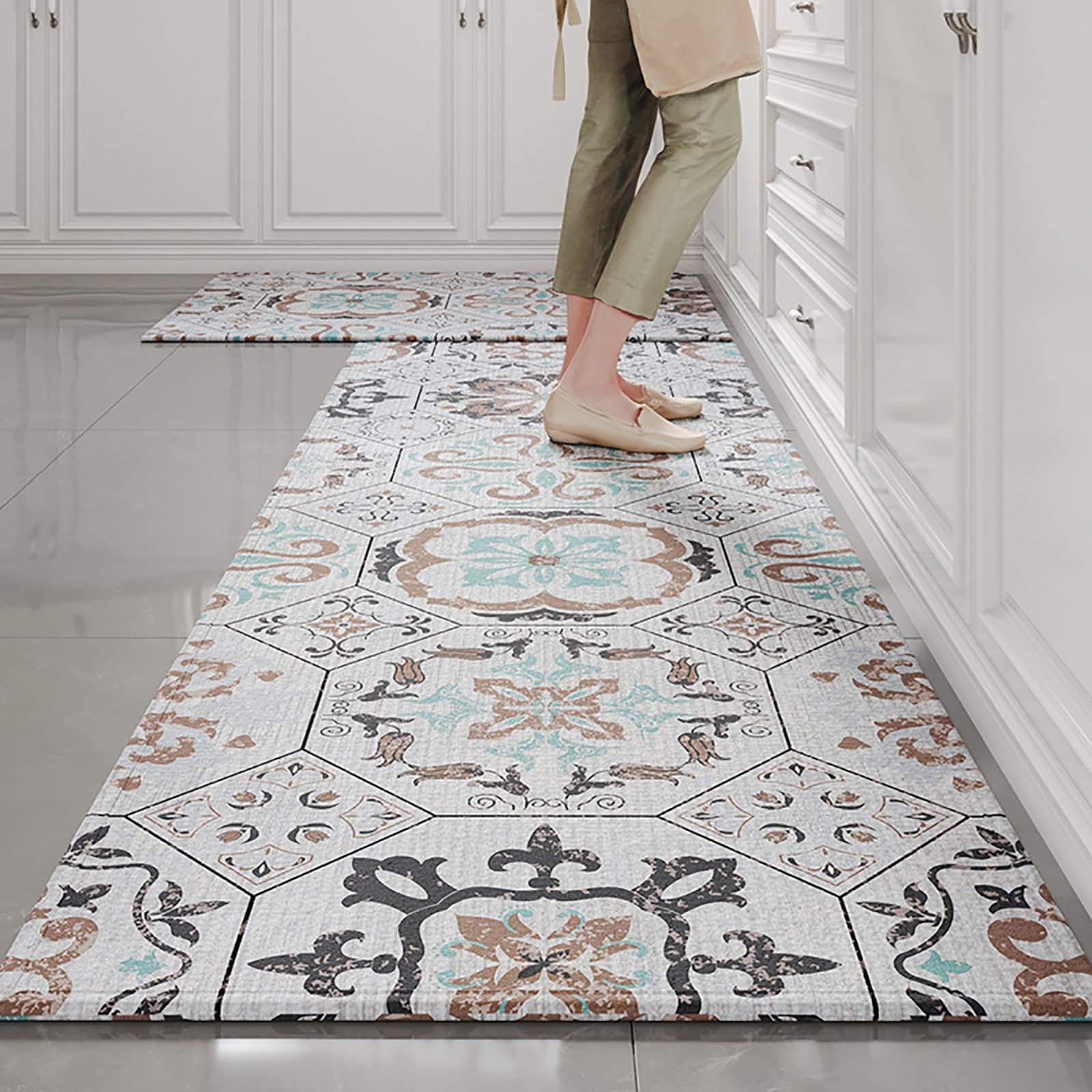 Tapis anti-fatigue de cuisine bohémien étanche pour soulager les jambes