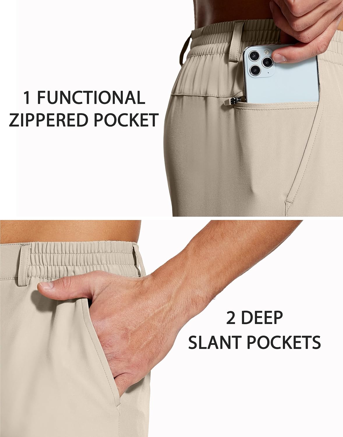 Mens Casual Dress Shorts 7 Inch Lightweight Stretch Quick Dry Elastic Waist for Golf Travel Work with 3 Pockets - Image 4