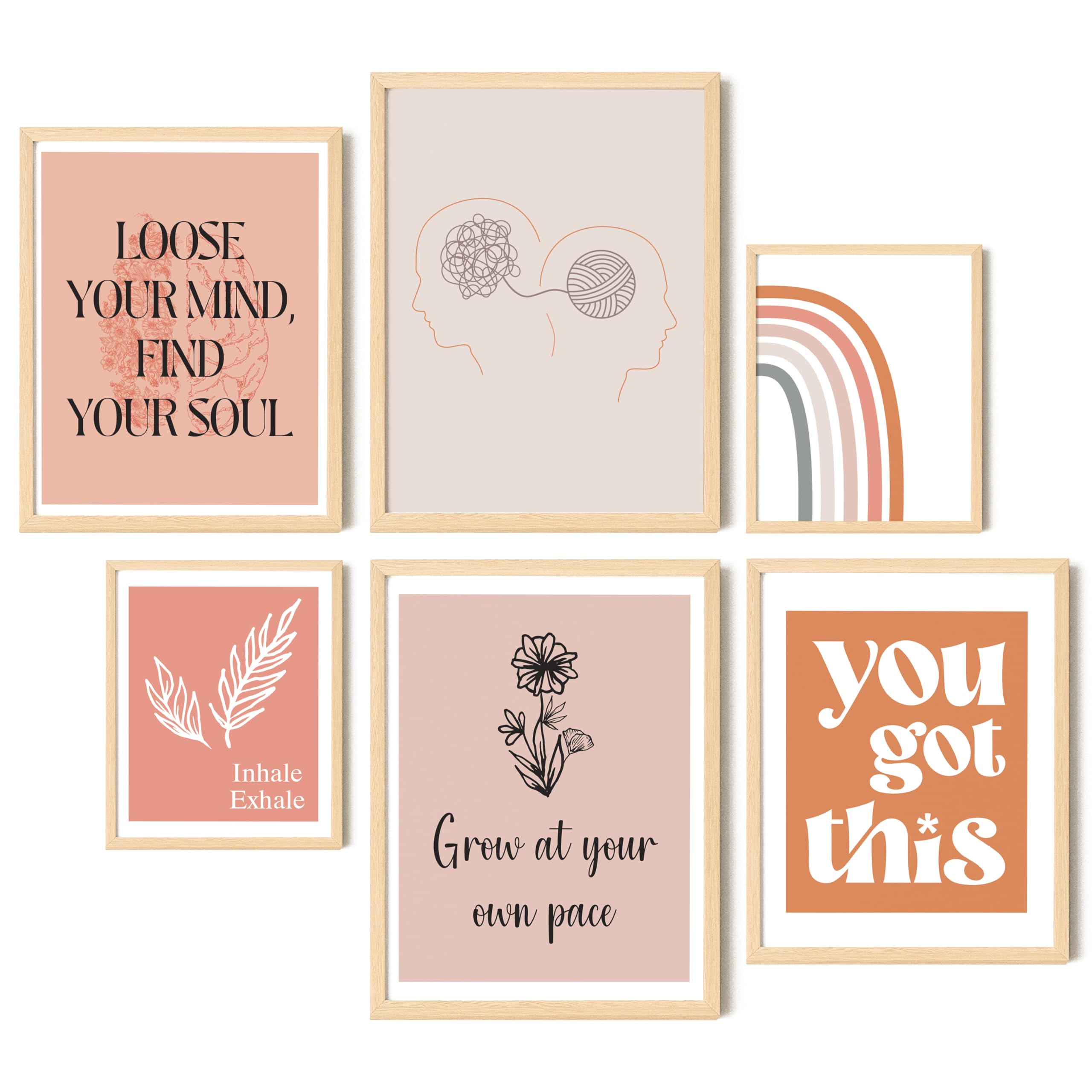 EXCOOL CLUB Mental Health Posters - Boho Therapy Office Decor, Neutral Psychology Wall Art Prints, School Counselor Office Must Haves (UNFRAMED, 12x16)