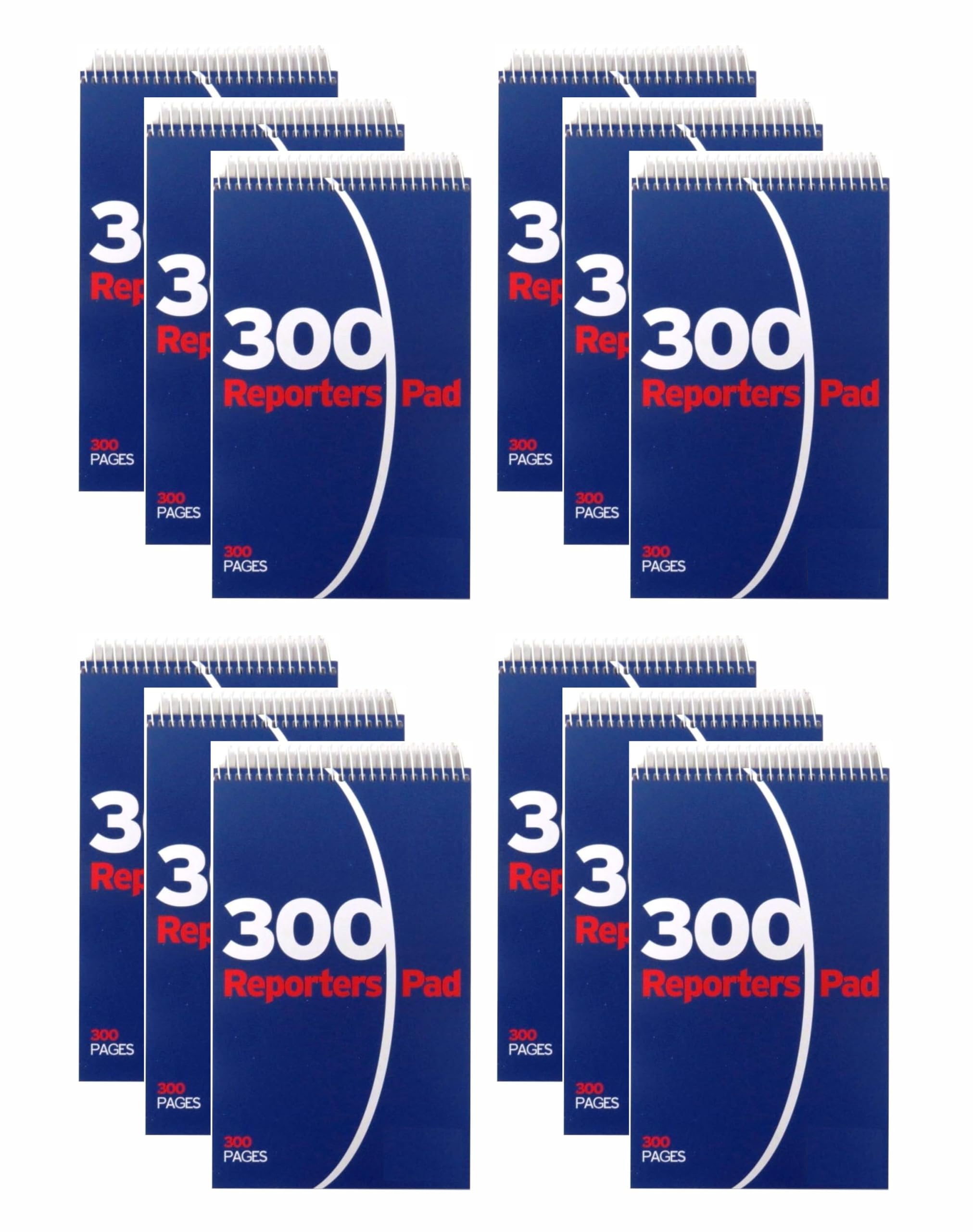 AbbeyShake spiral reporter’s notepad wirebound notebook 210x124mm (Pack of 12 Pads, 300 pages)