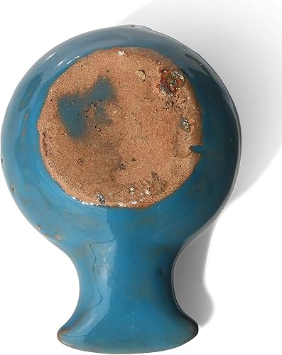 Vista 7 de Lámpara de aceite esmaltado azul herodiano con asa – Auténtica réplica de portavelas de arcilla bíblica de Tierra Santa – Regalo de fe cristiana