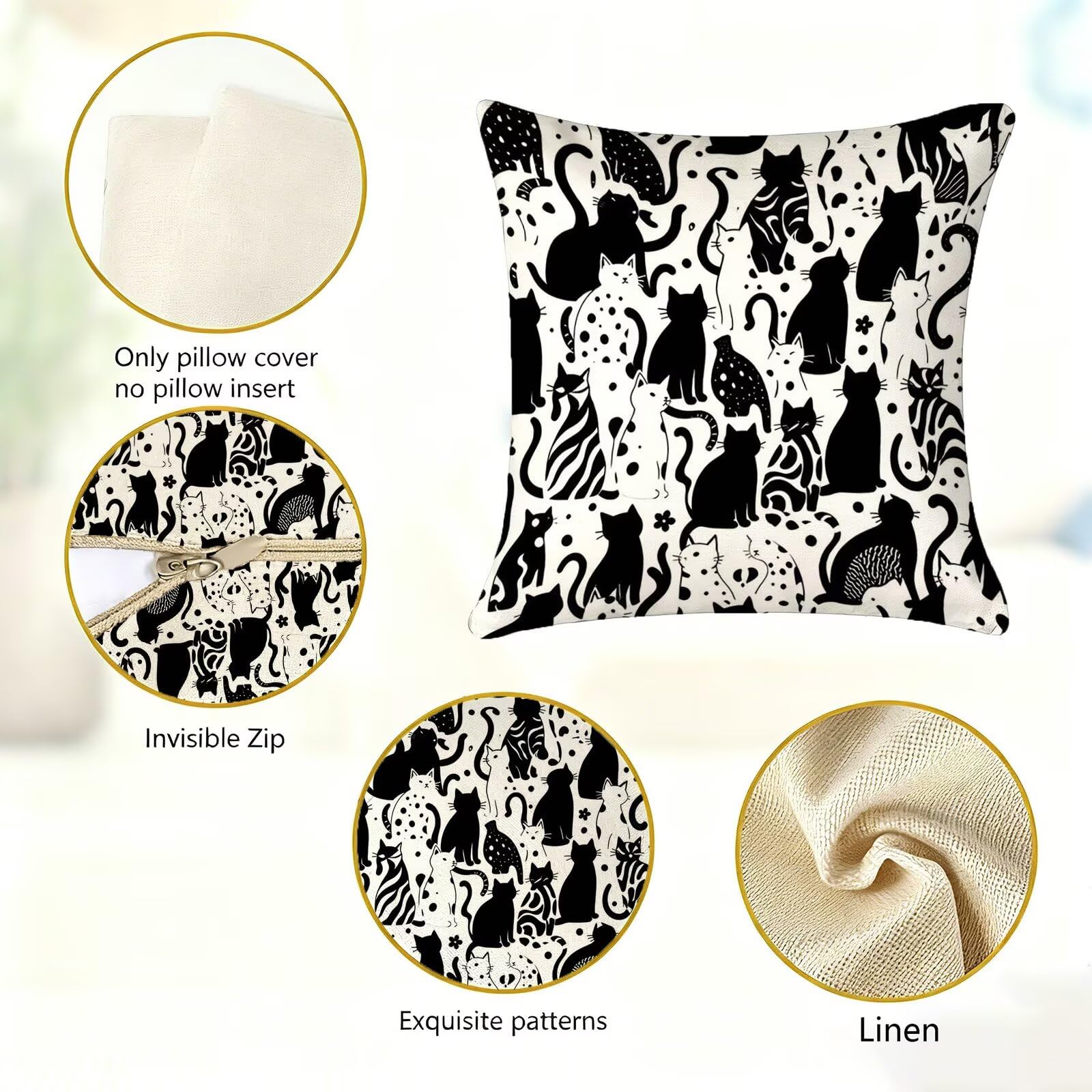 In Bianco E Nero Federe Cuscini Divano 60x60cm, Cuscini da Esterno, Cod-223