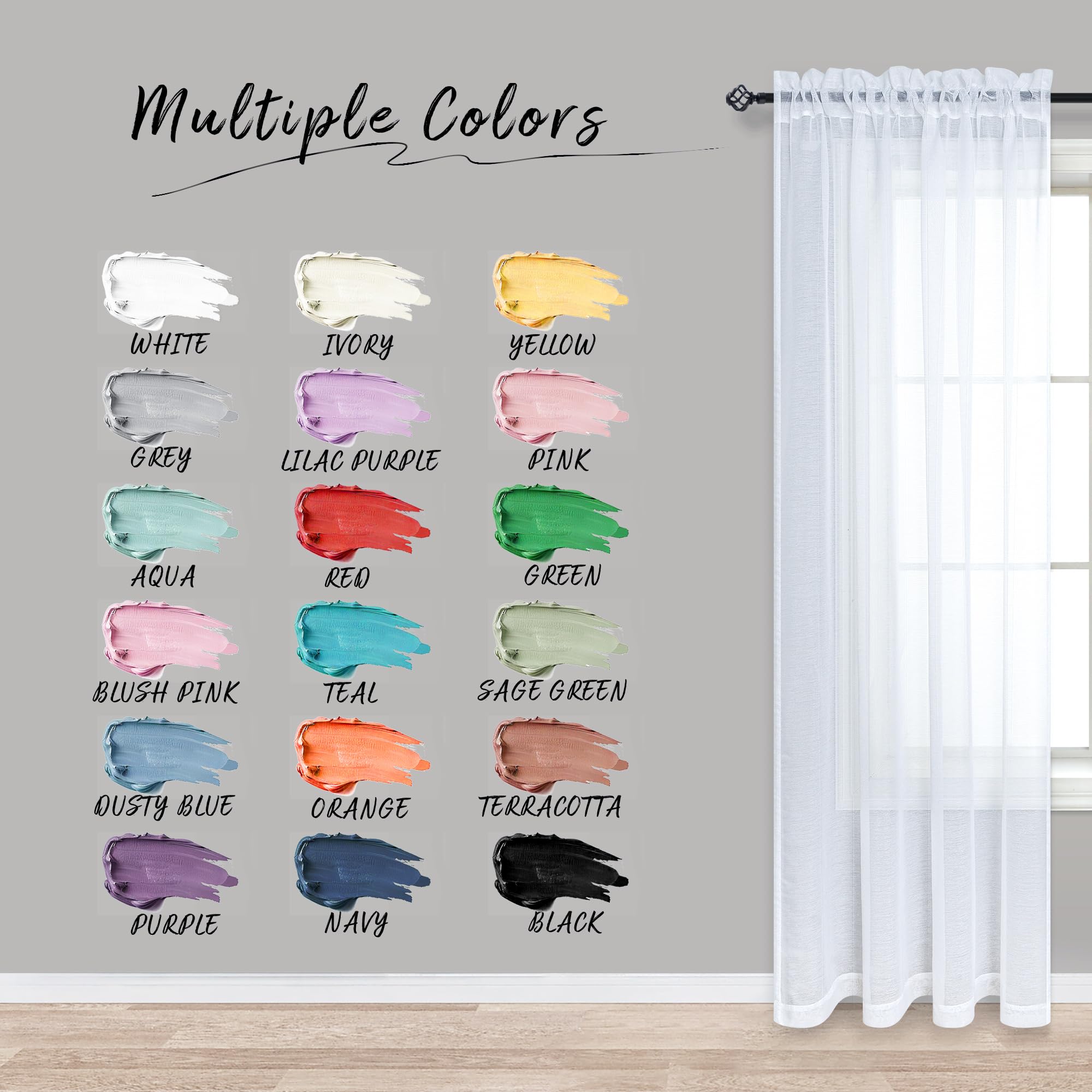 Lot De 2 Voilages Blancs Demetex 137 X 114 Cm - Passe-tringle 6,3 Cm, Tissu Filtrant Lumière Pour Salon/chambre