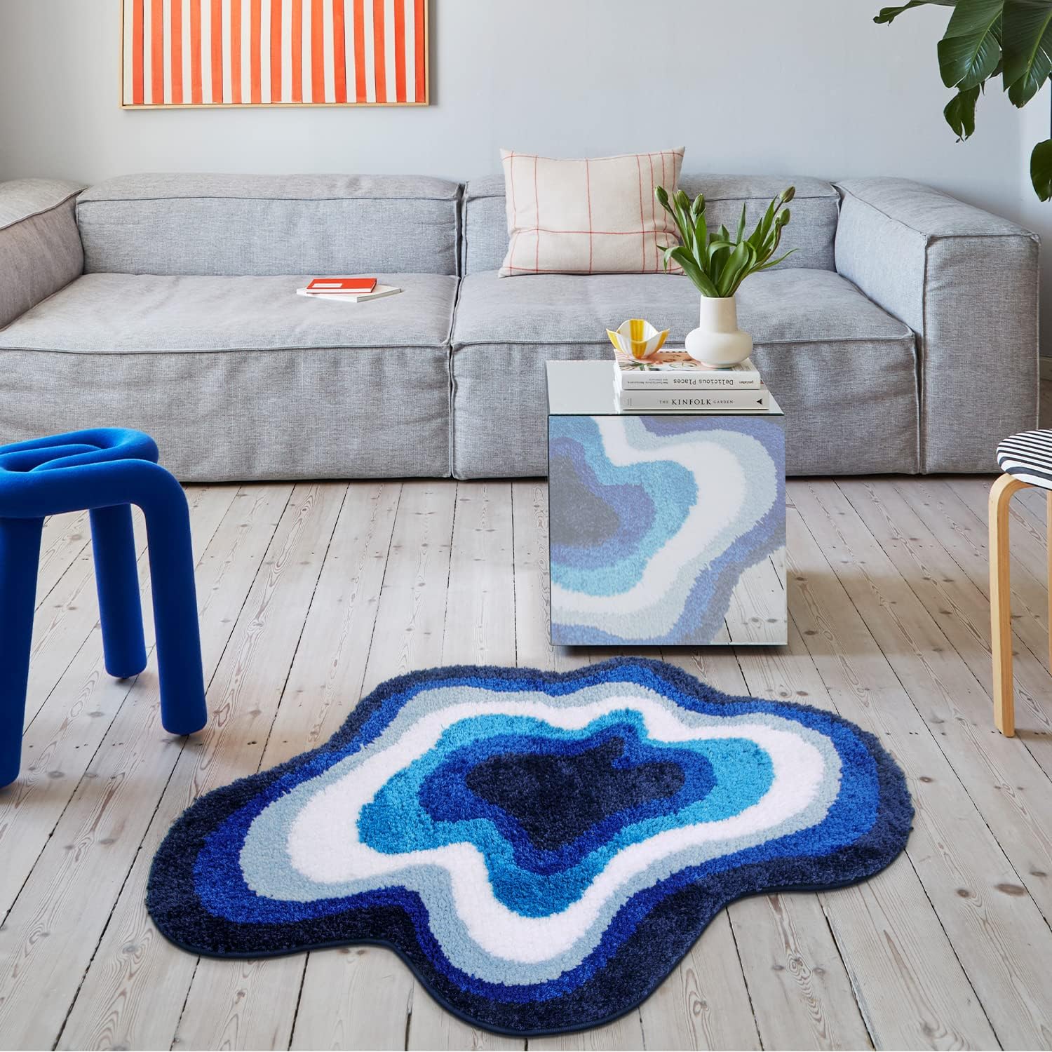 Seavish Shag Living Room Rugs 3'x5' Novelty Kids Blue White