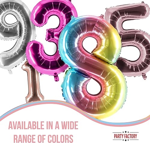 Miniatura 7 de Party Factory Globo de aluminio XXL número 0, globo de 40 pulgadas, rosa, cumpleaños, graduación, aniversario, globo de fiesta, globo de helio,