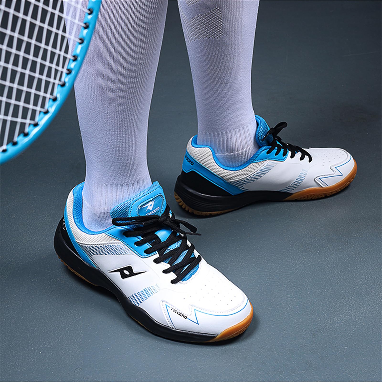 JiuQing Damskie buty do badmintona tenisa pickleballa squasha lekkie antypoślizgowe do wszystkich kortów tenisowych