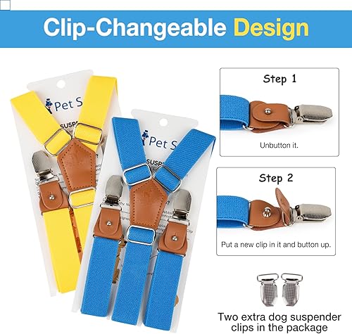 Miniatura 5 de Pet Soft Tirantes para perro, 2 piezas de tirantes de pañales para perras, para falda de perro, vestido para perro (dorado y azul, SM)