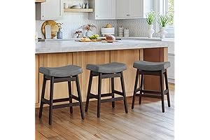 Bar Stools Set of 3 - Counter Height Stools with Sturdy Wood Legs