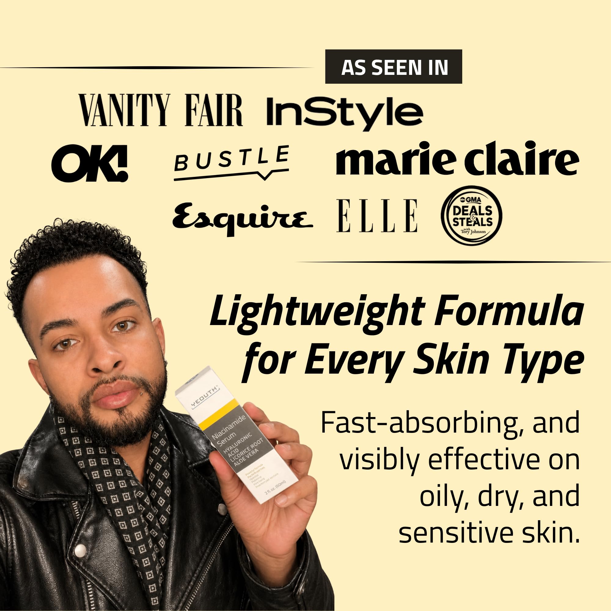 YEOUTH Niacinamide Serum Gesicht 10% mit Hyaluronsäure und Aloe Vera, Anti Aging Feuchtigkeitsspendendes B3 Gesichtsserum für Frauen und Männer 60ml