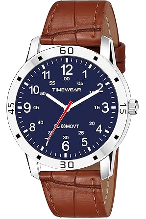 TIMEWEAR Analog Minute Track Dial Leather Strap Watch for Men