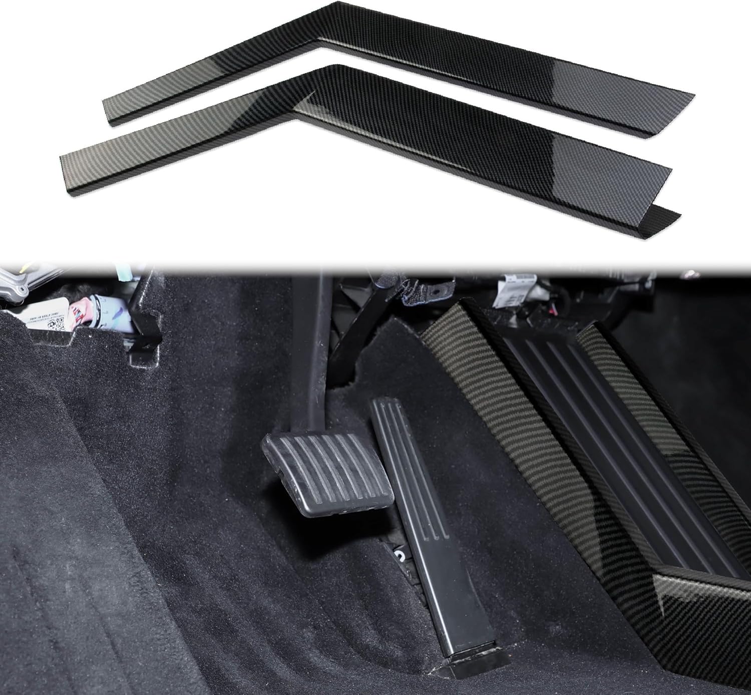 Carbon Fiber Style Front Row Central Control Sides Trim Accessories for Tesla Cybertruck (Bright Surface)