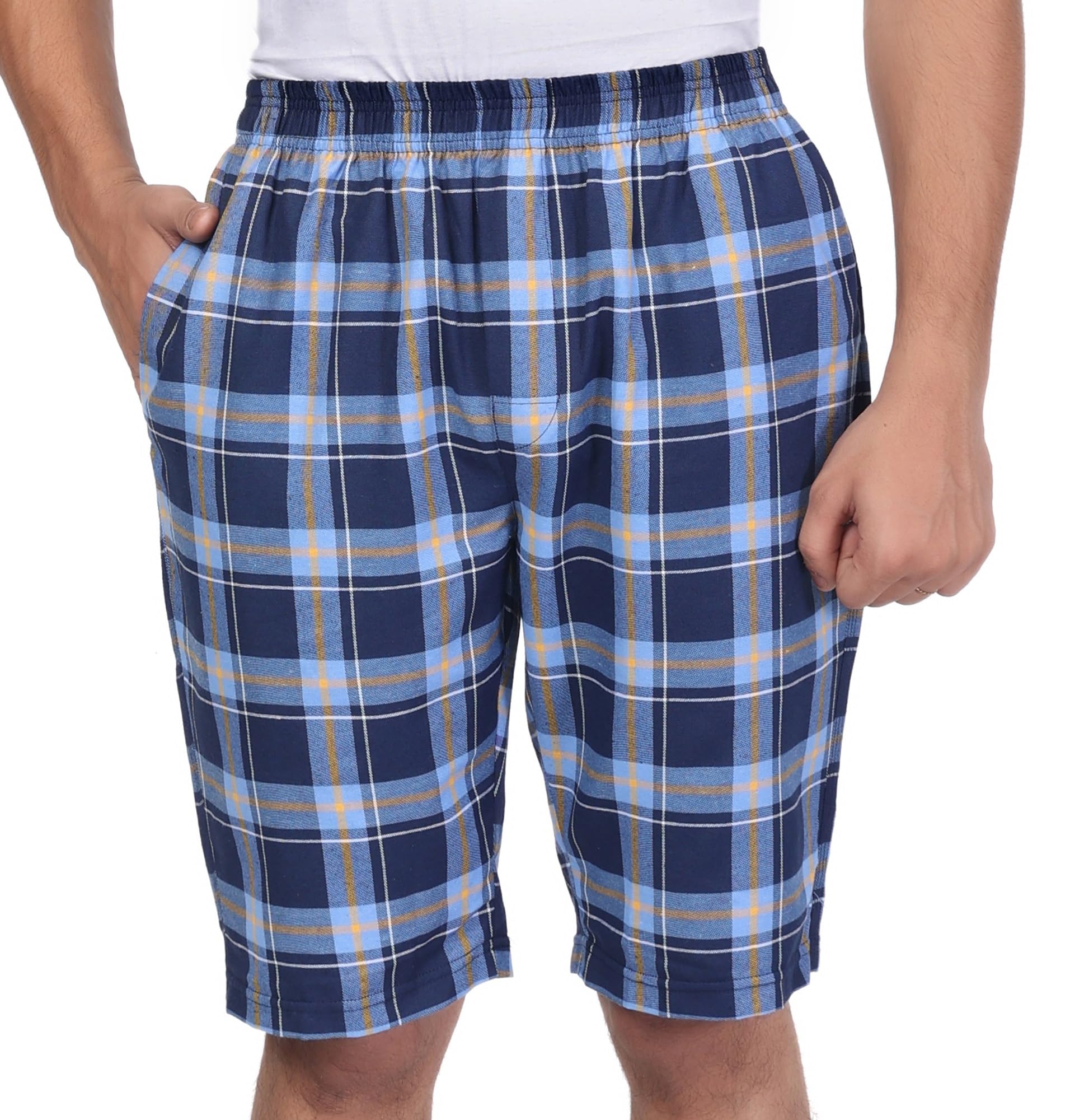 Men’s Extra Plus Size Long Bermuda Shorts - Swiss Cotton Laffar Checkered Fabric, Stylish & Comfortable with Wider Waistband & Pockets.-image-19
