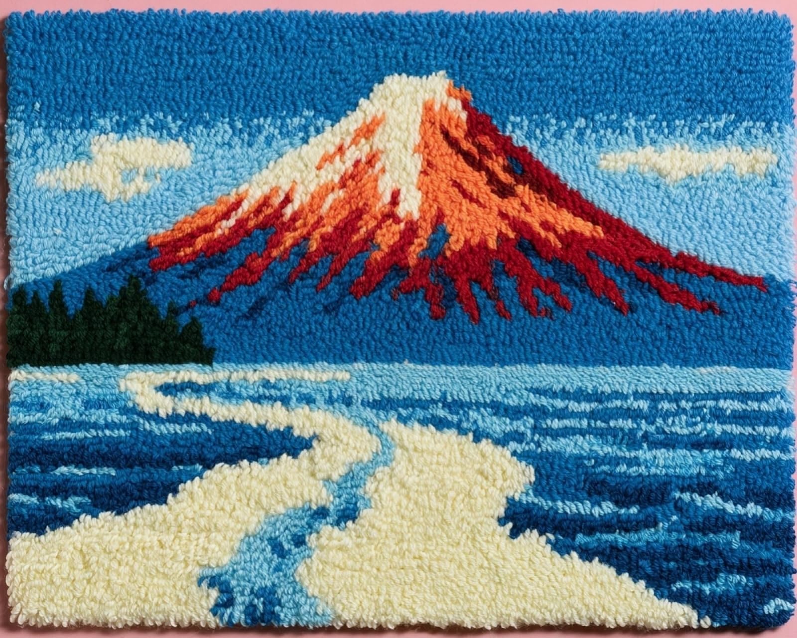 Wallphantom DIY Craft Latch Hook Rug Kits,Mount Fuji, Japan