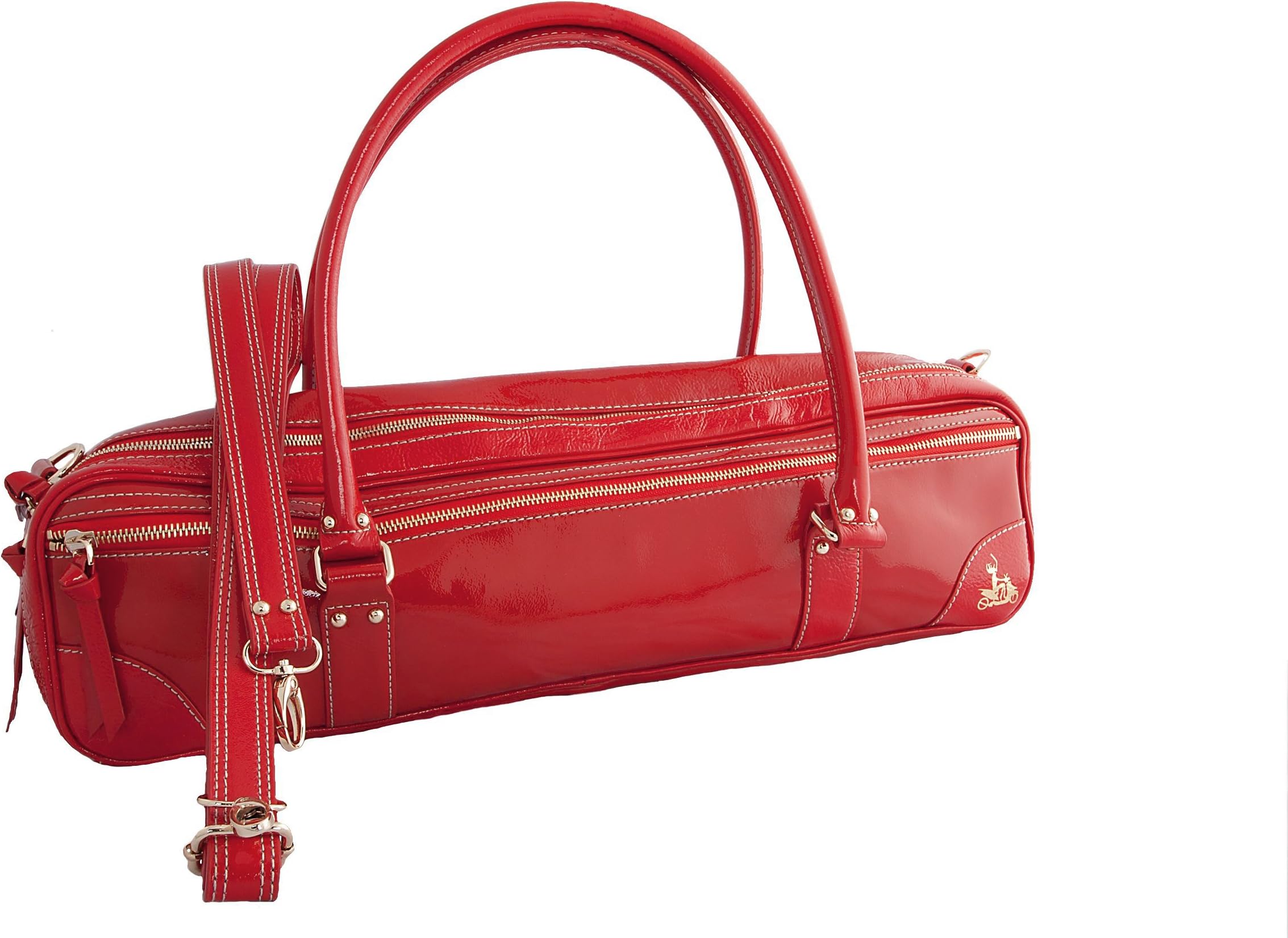 Fluterscooter Red Patent Leather Flute Bag (2)