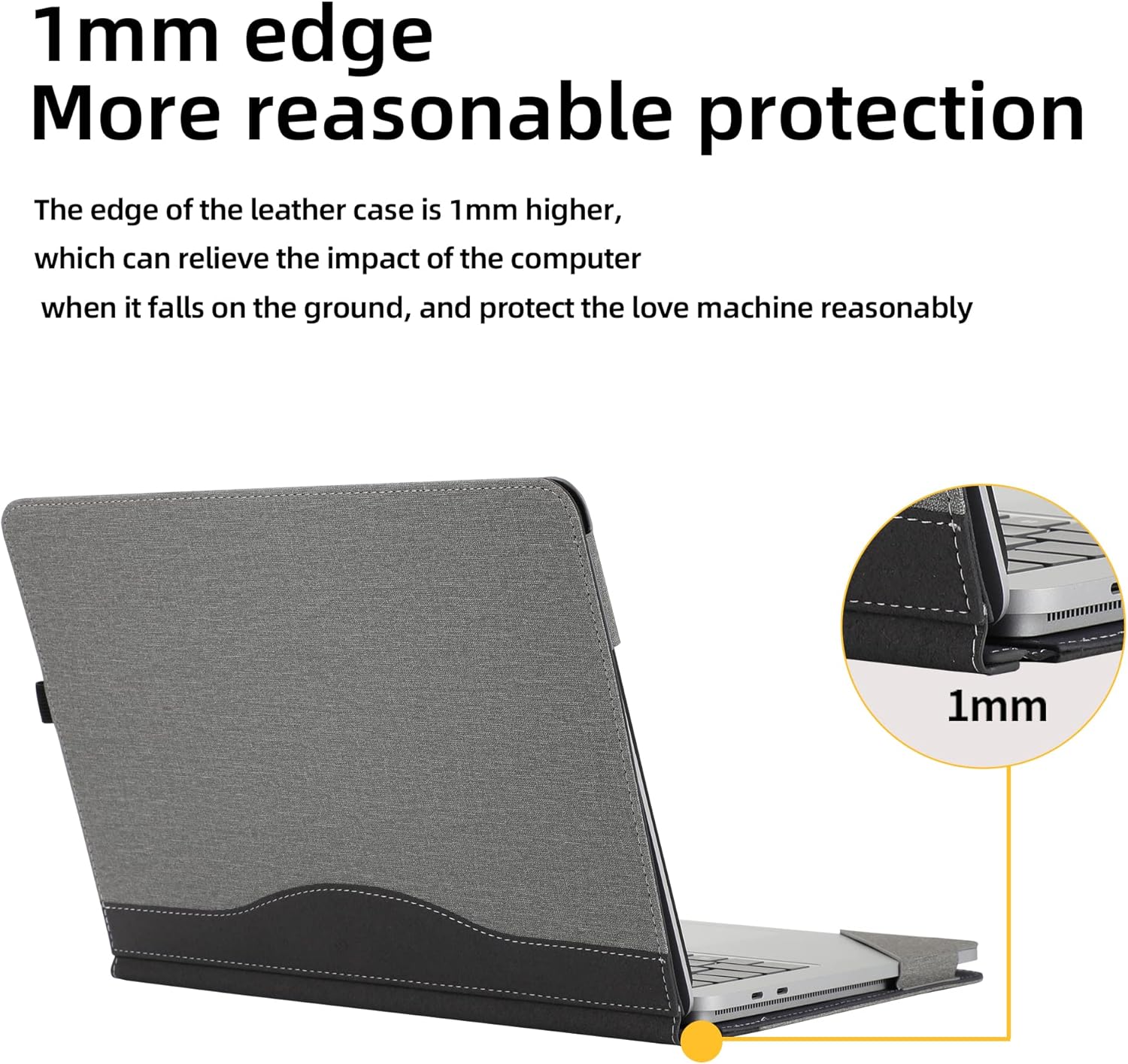 Microsoft Surface Laptop Studio 2-in-1 PU Leather Protective Shell - 14.4-inch Screen, Cotton Linen Pattern, Light Gray