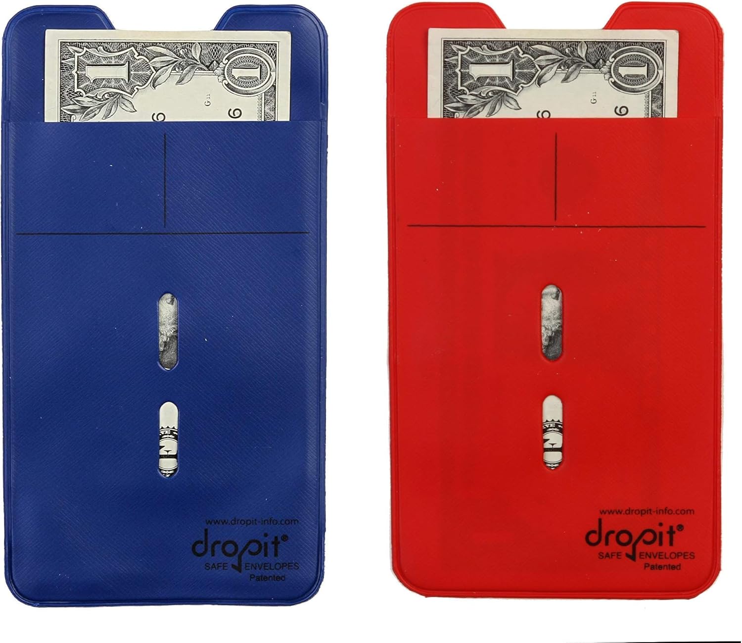 Two Color Bundle | Red & Blue |10 Each for a Total of 20 envelopes | Reuseable Dropit Safe Envelope for Safe Depositing of Currency and Money | Organize Coupon, Currency