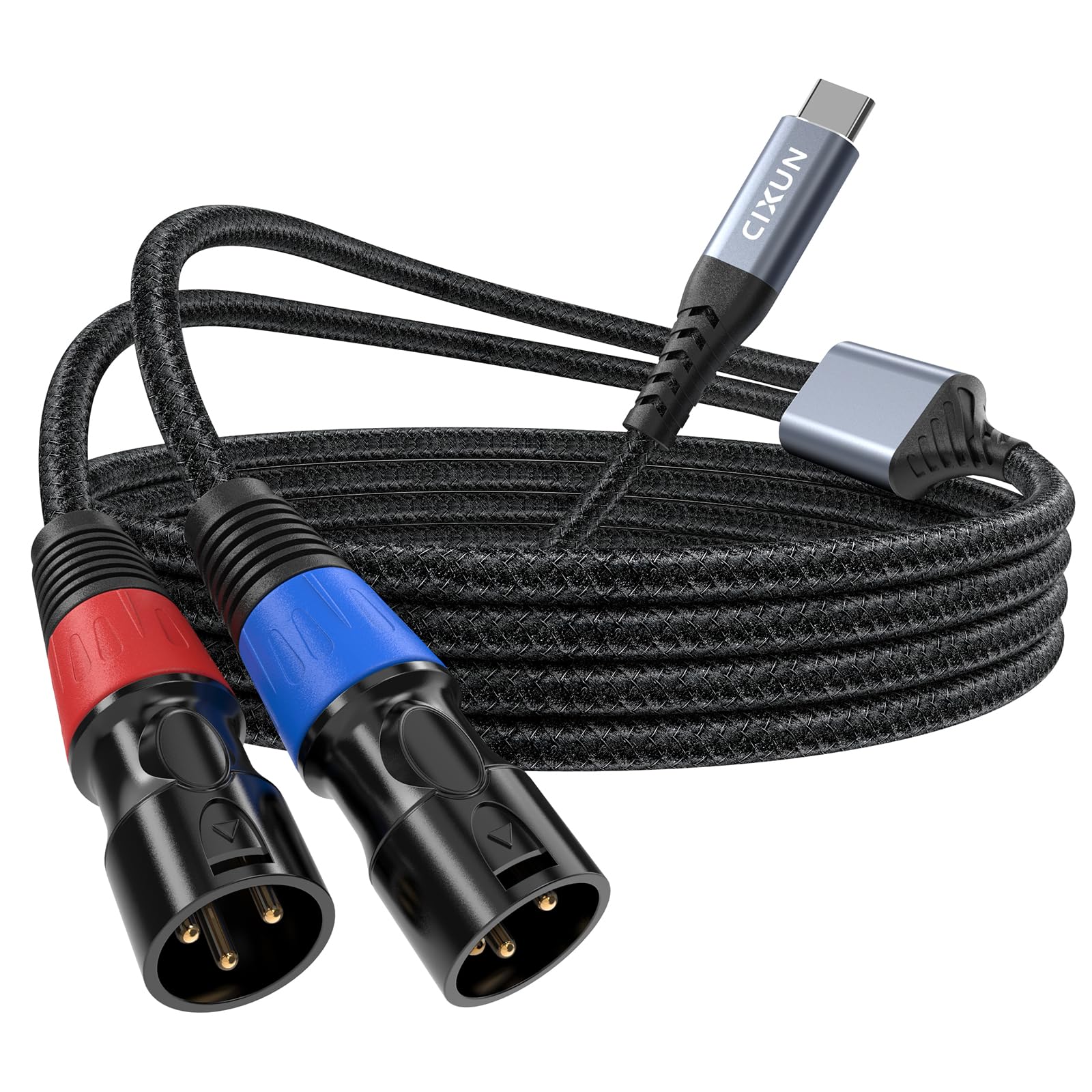 Cavo audio da USB C a doppio XLR maschio, 32 bit/384 kHz, cavo stereo da USB tipo C a XLR maschio, adattatore per altoparlanti da XLR maschio a USB C, per amplificatore di potenza, console mixer