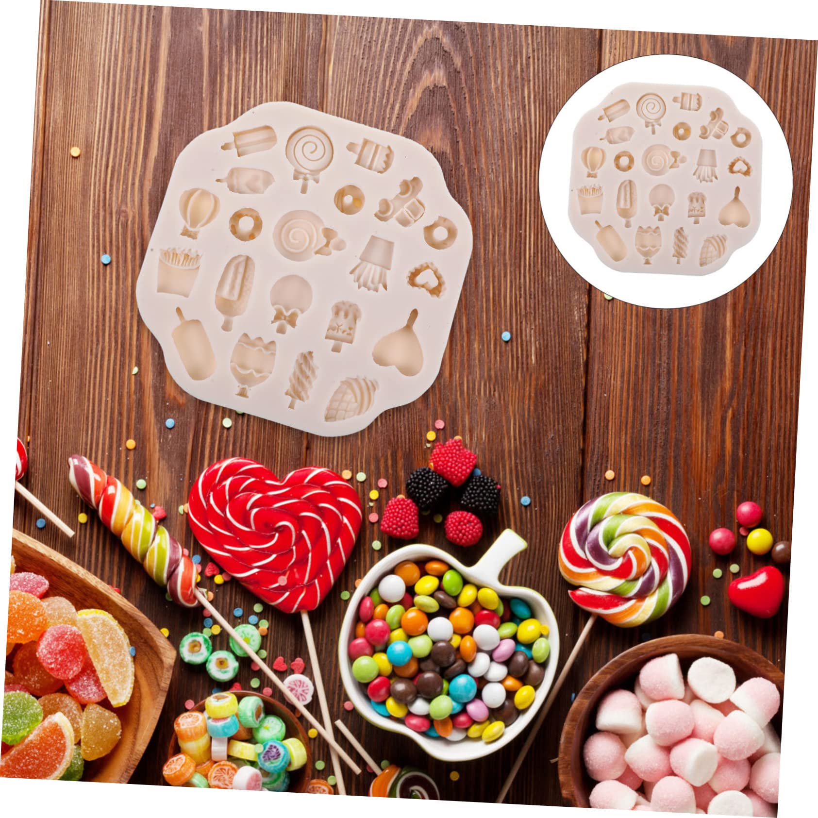 LIFKOME 5 Pièces Moule Silicone pour Argile Polymère Moule à Bonbons et Sucettes pour Diy et Bijoux Matériau de Haute et