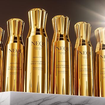 NEQI Heat Protection Spray Hair up to 230°C - Diamond Glass Styling Spray Shine Spray for All Hair Types - Anti Frizz Spray Moisture Protection Glass Hair Look Vegan Hair Care Women - 180 ml