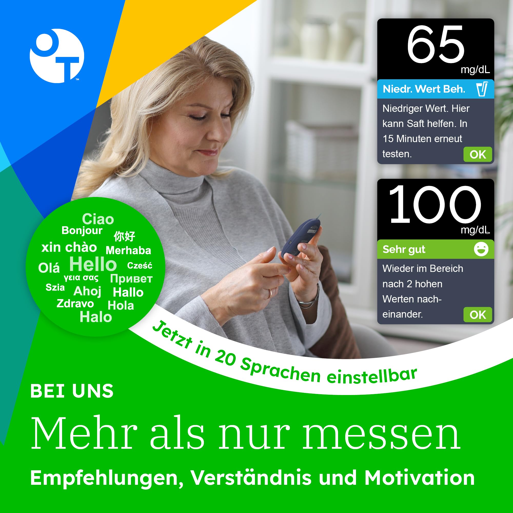 OneTouch Ultra Plus Reflect® Blutzuckermessgerät Set – Starterset Diabetes mg/dL – Inkl. 40 Teststreifen & 40 Lanzetten – Präzise Messung, einfache Anwendung – Stiftung Warentest SEHR GUT (1,5)