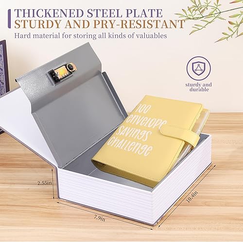 Miniatura 2 de Caja de almacenamiento vintage con bloqueo de contraseña, para 100 sobres para ahorrar dinero, carpeta de presupuesto, caja de almacenamiento