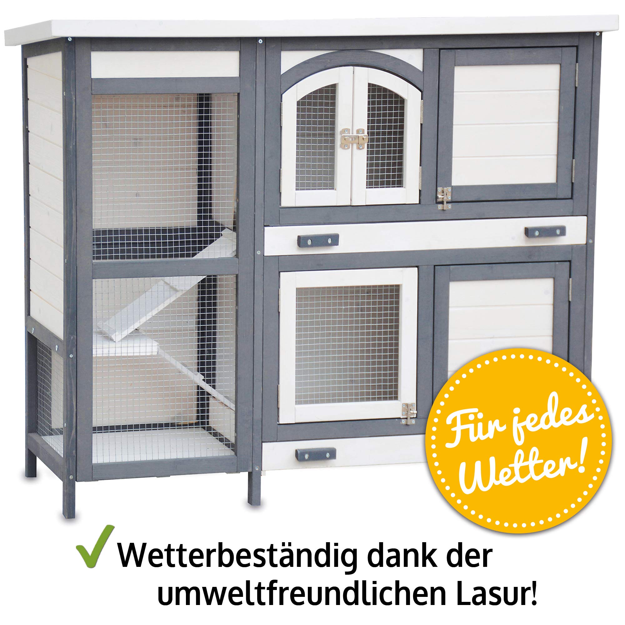 zooprinz Hasenstall Krümmel Kleintierstall für draußen | Auch für den Herbst, besonders einfach und schnell zu reinigen, für Kaninchen und Kleintiere