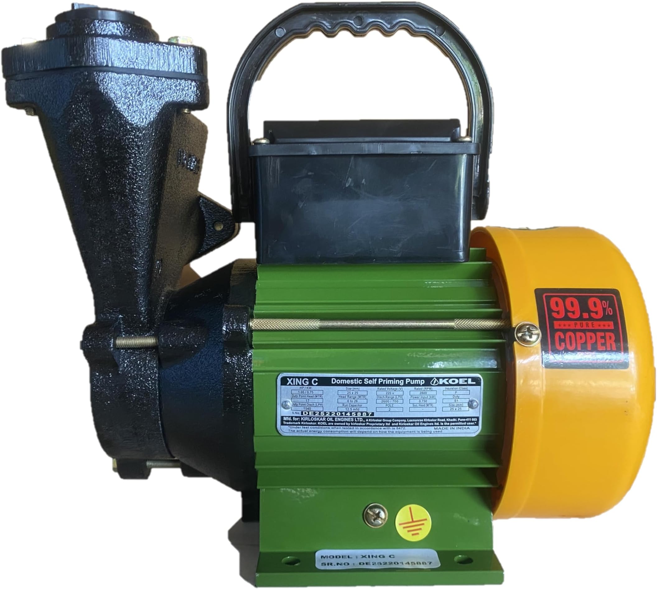 1 Hp Pure Copper Wires Water Pump (Multicolour)