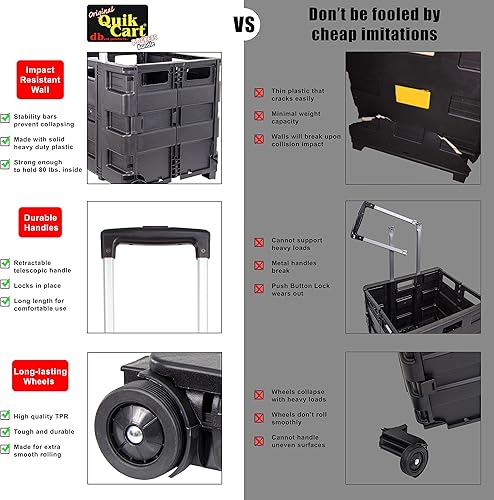 Miniatura 95 de dbest products Quik Cart Sport - Caja plegable con ruedas para profesores, capacidad de 80 libras, hecha de plástico resistente utilizado como Negro