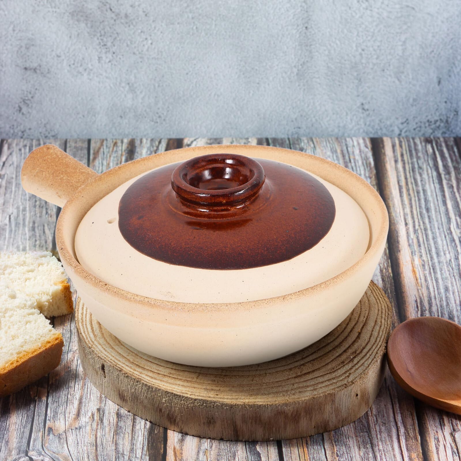 Olla de Barro Pequeña 19 Cm X 7 Cm para Guisar, Cazuela Cerámica Tradicional para Arroz y Guisos, Resistente a Altas Temperaturas, Apta para Comida para Llevar y Uso Comercial