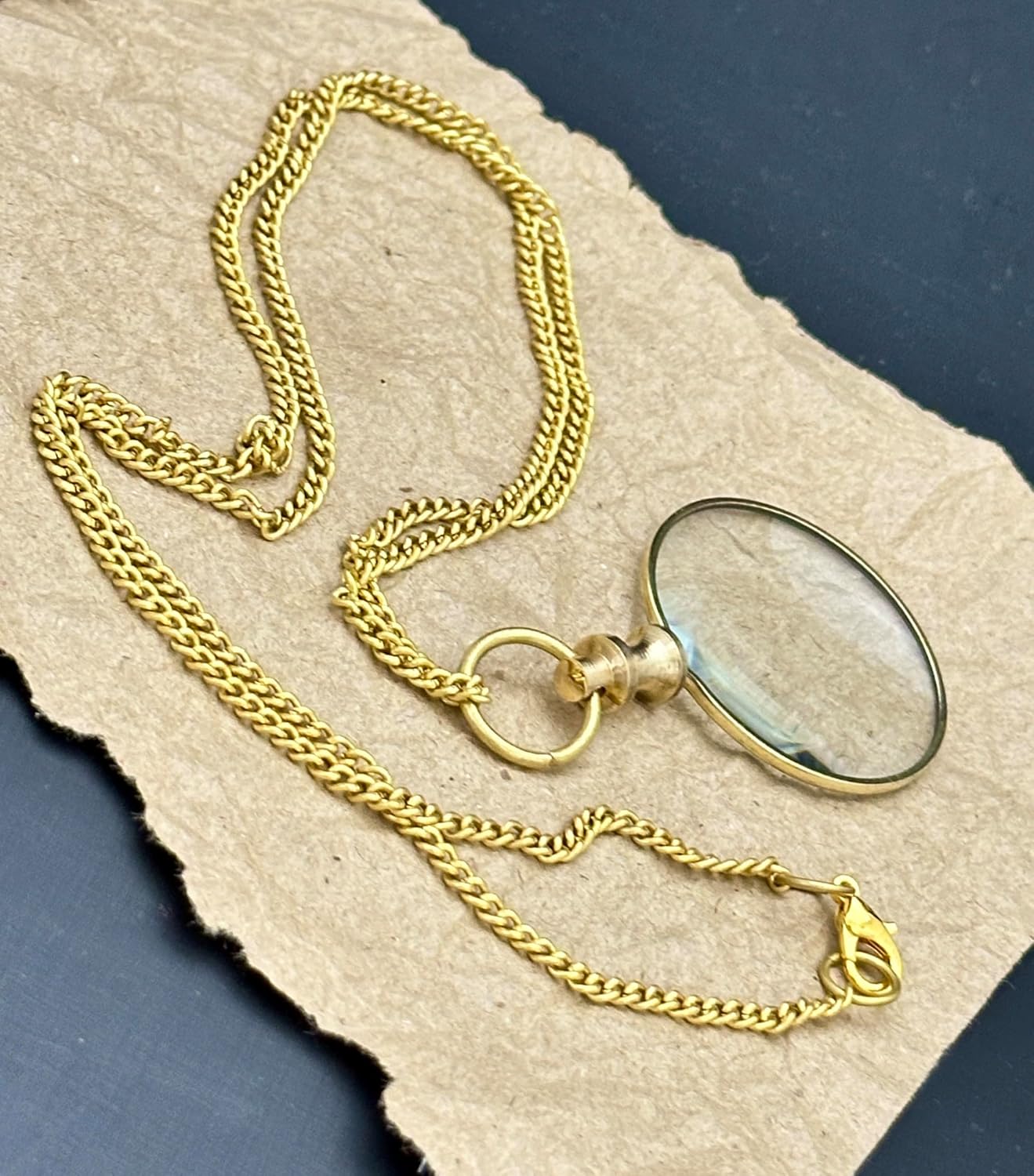 Pocket Magnifying Glass with Chain - Solid Brass 10X Handheld Magnifier - Small Magnifying Glass Necklace for Men & Women - Vintage Style Decorative Keepsake Gift image 5