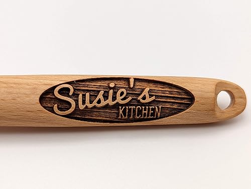 Miniatura 2 de Cuchara de madera grabada personalizada - Nombre personalizado y escritura de cocina | Regalo de madera de haya maciza para cocinar y hornear