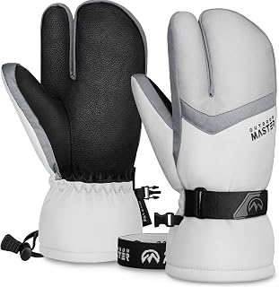 OutdoorMaster Ski Gloves for Men Women-3-Finger Snow Gloves 3M Thinsulate Snowboard Gloves,Adult Cold Weather Winter Snow Mittens for Skiing, Snowboarding and Mountaineering
