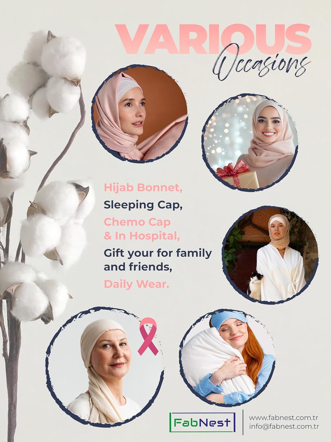 FabNest Women Hijab Undercap Islamic Muslim Under Scarf Hats Bonnet with Tie Back Non-Slip Breathable and Snug-Fit - Image 5