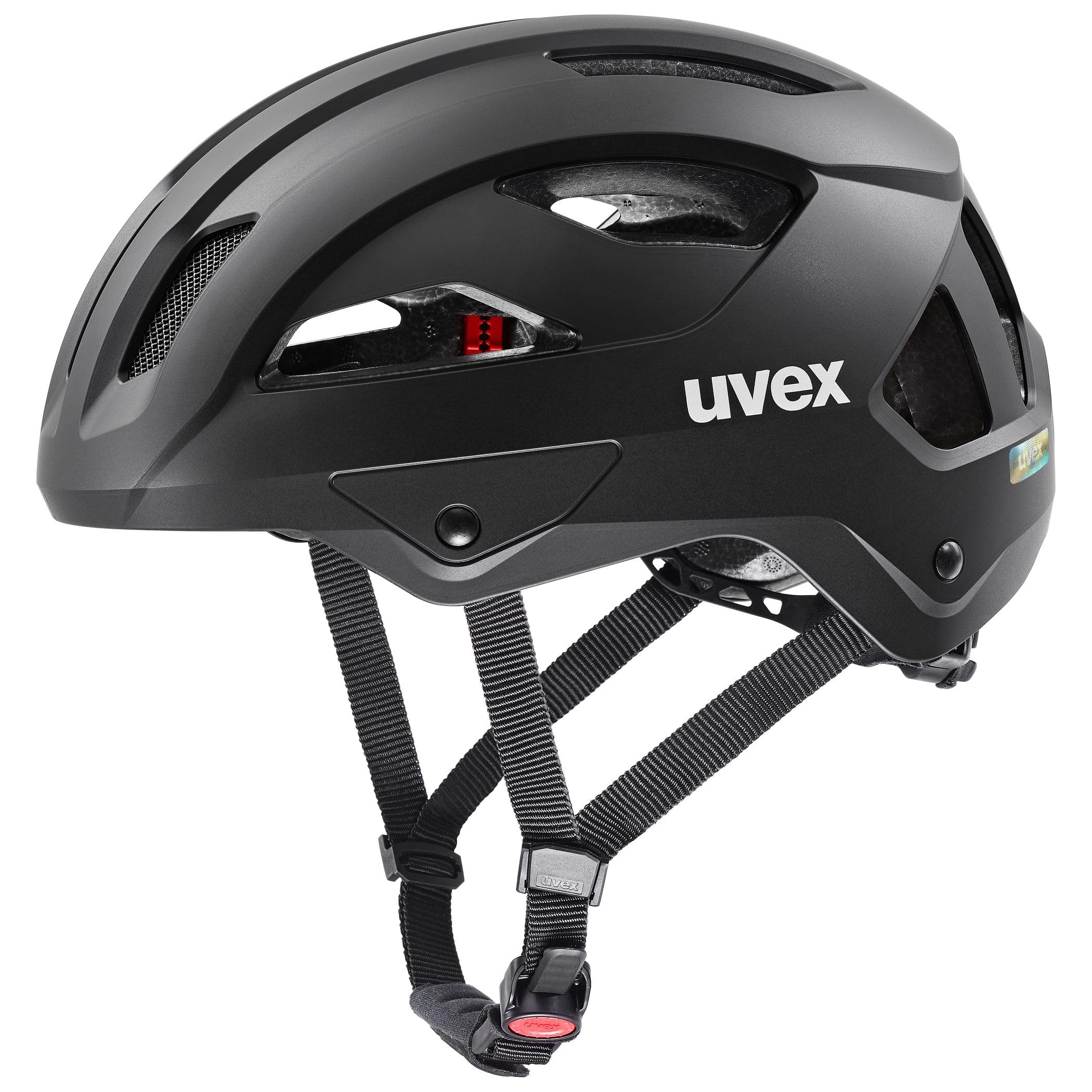 uvex stride - sturdy bike helmet for men and women - individual fit - extendable with plug-in LED & brim - black matt - 56-59 cm