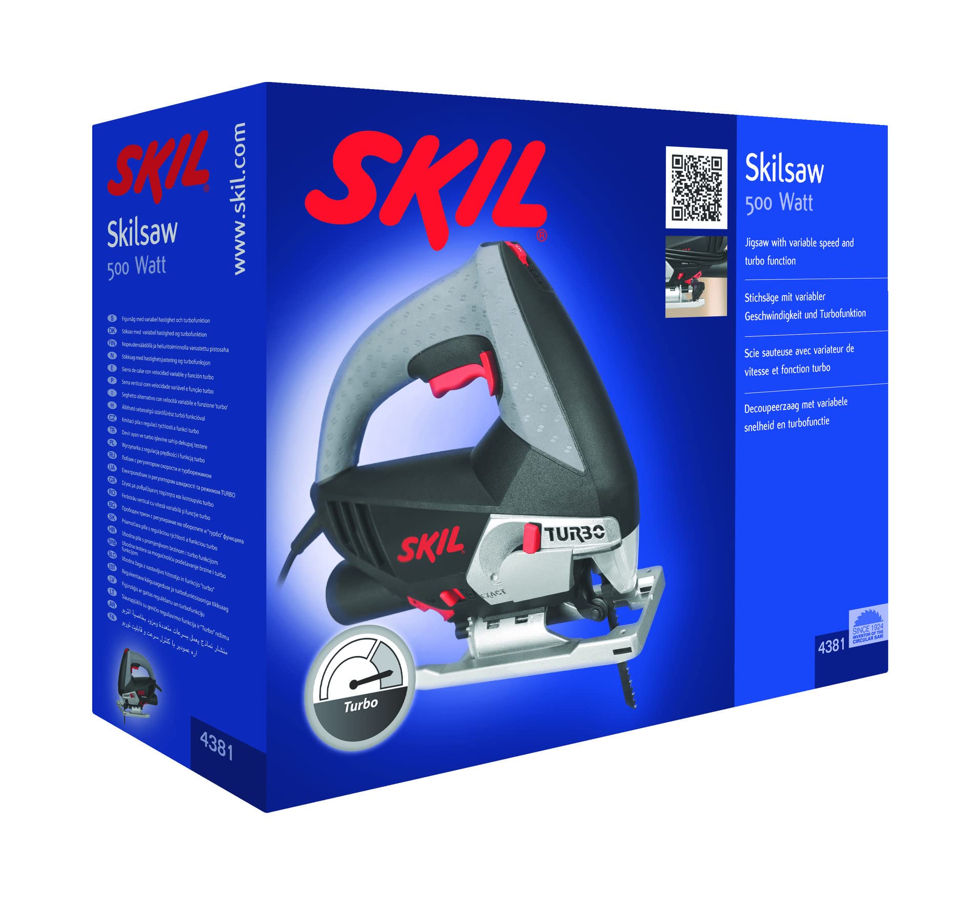 SKIL 4381 wyrzynarka AA (silnik 500 W, głębokość cięcia 75 mm, długość skoku 20 mm, ustawienie Turbo, przechowywanie kluczy) F0154381AA
