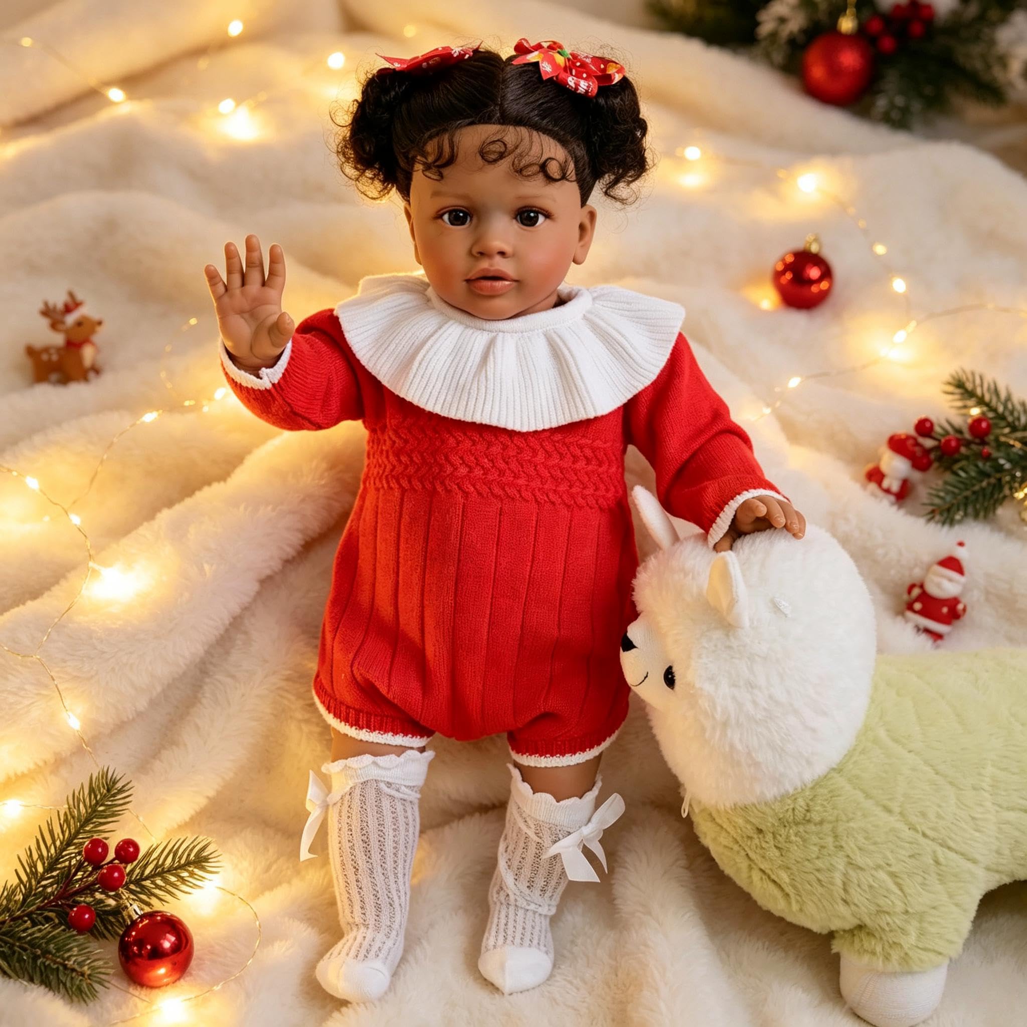 RXDOLL 66 cm Ogromny rozmiar Realistyczne lalki Reborn Maluch Czarna Dziewczyna Afroamerykanin Reborn Baby Dolls które wyglądają na prawdziwe życie Baby Biracial Dolls Miękka tkanina winylowa Body