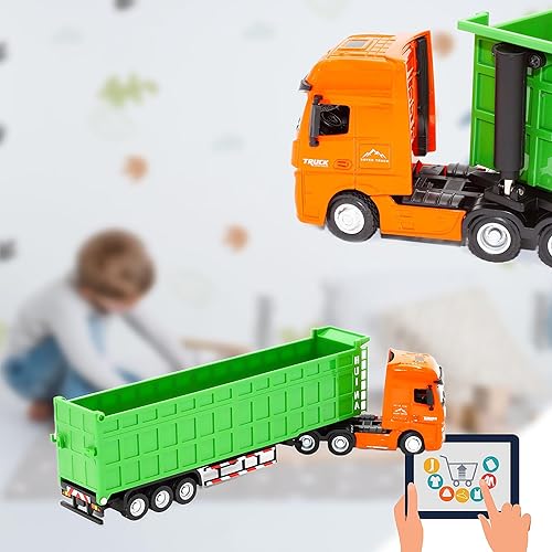 Miniatura 5 de Gemini&Genius Juguete de camión volquete de construcción, juguete de camión de transporte de aleación resistente, juguetes de vehículos de