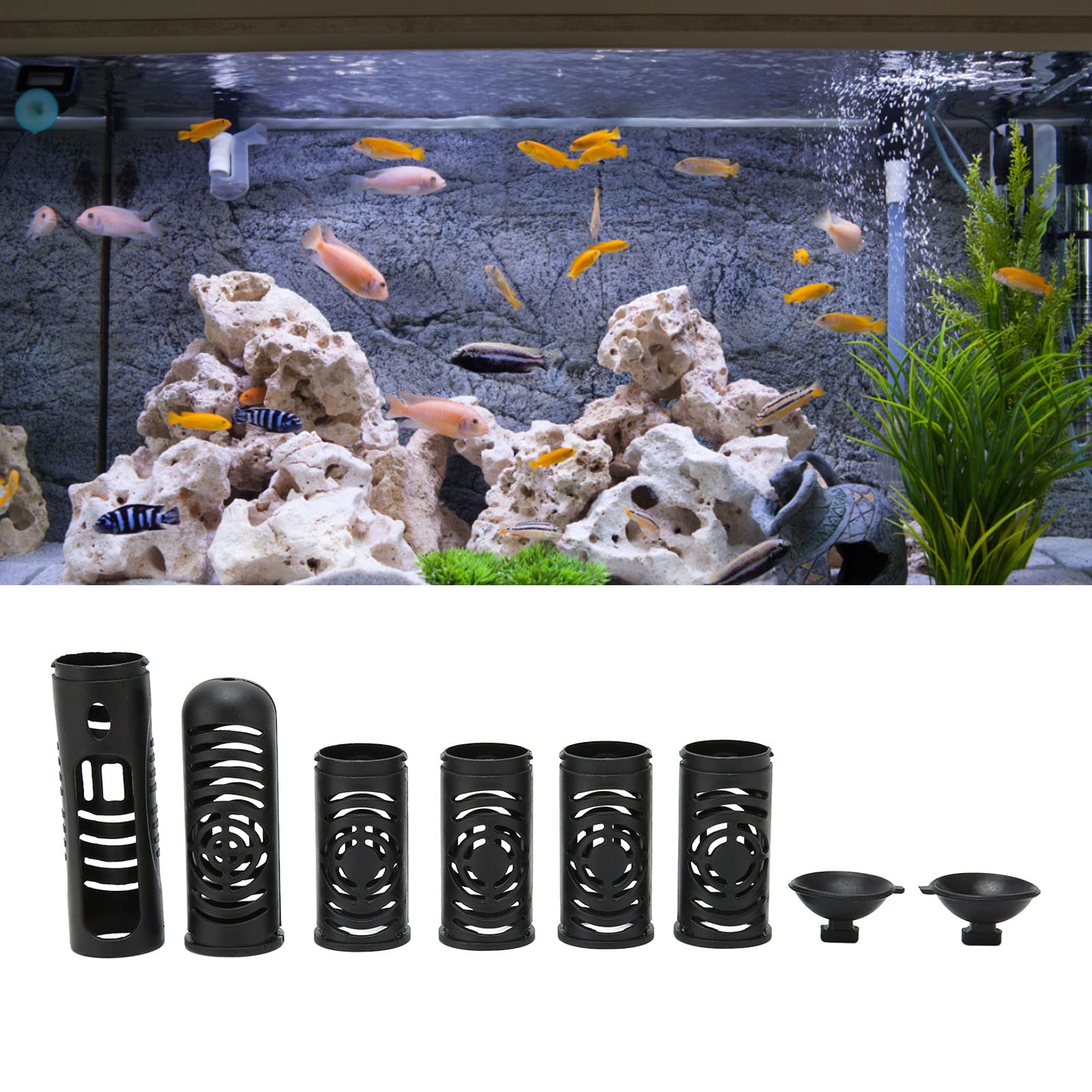 Aquarium Heater Guard, 6-Section Detachable Rod Sleeve, Plastic Protector for Fish Tank Heating Adjustable & Protective - Image 3